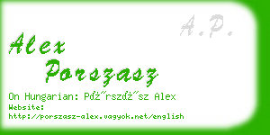 alex porszasz business card